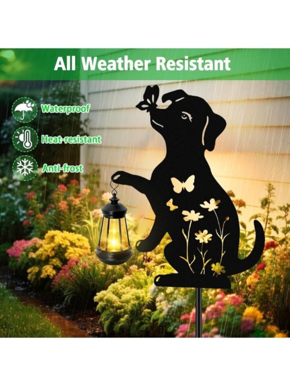 Dog Hanging Lantern Outdoor 1 Pack Black Dog Solar Lights Waterproof Ornaments - Picture 3 of 6